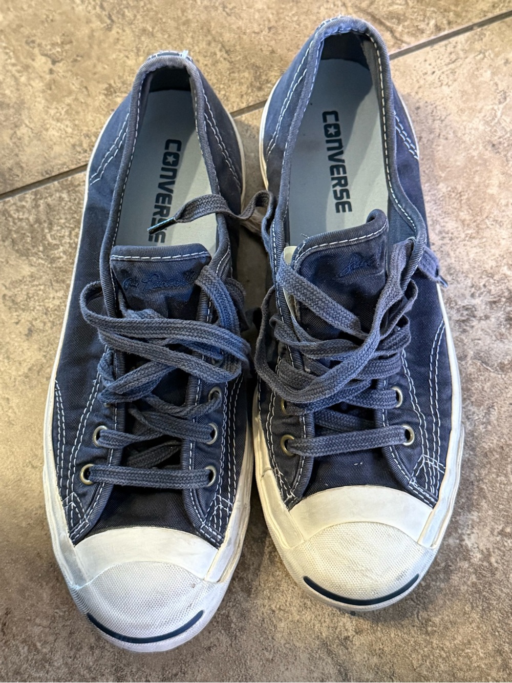 Converse Navy Canvas Low-Top Sneakers with White Toe
